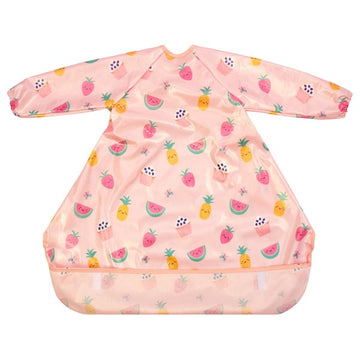 ビベッタ ワイプイージー カバーオール 長袖ビブ ピンク ヤミートリート Bibetta コントリビュート 防水 離乳食 エプロン お食事 長袖 ビブ スリーブ付き【メール便送料無料】